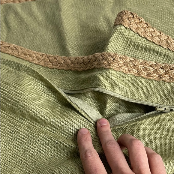 Pottery Barn Olive and Beige Woven Pillow Covers - Picture 4 of 4